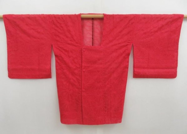 Photo5: 5816T02z300 Vintage Japanese Kimono Silk See through HAORI COAT  Red-Pink (5)