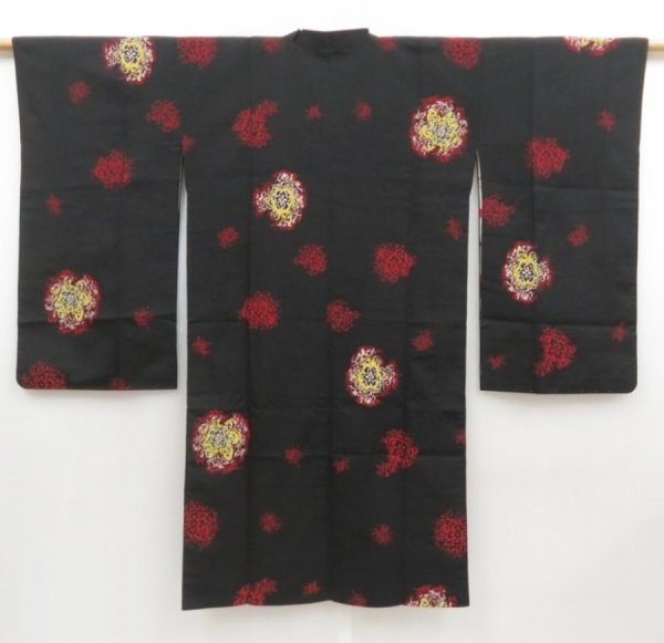 Photo1: 5816T04z650 Vintage Japanese Kimono Silk OMESHI LONG HAORI COAT (1)