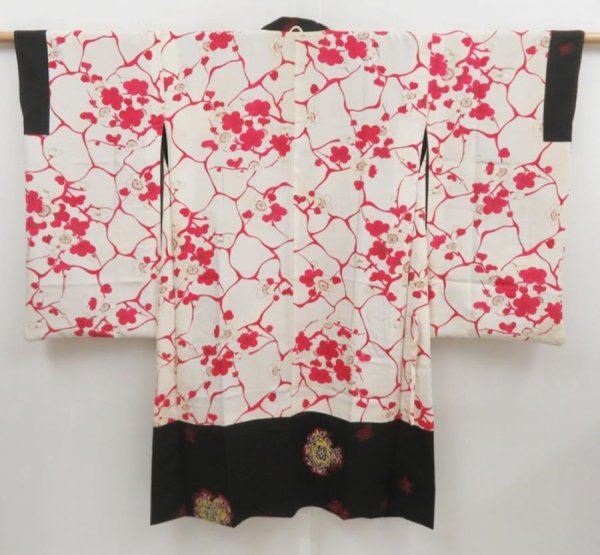 Photo6: 5816T04z650 Vintage Japanese Kimono Silk OMESHI LONG HAORI COAT (6)