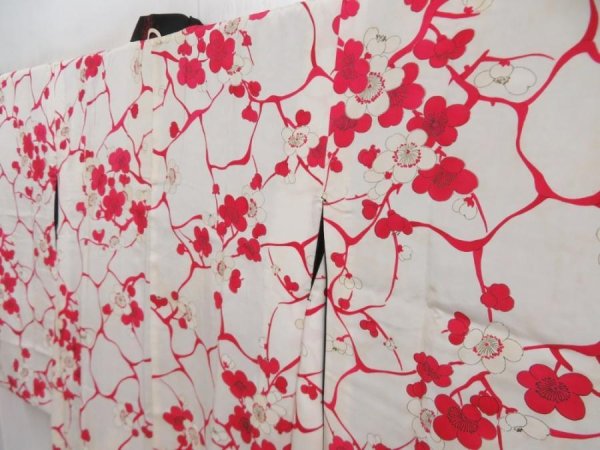 Photo7: 5816T04z650 Vintage Japanese Kimono Silk OMESHI LONG HAORI COAT (7)