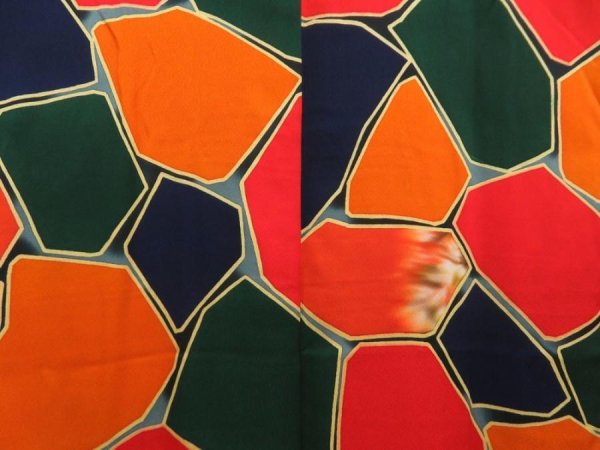 Photo3: 5816T05z560 Vintage Japanese Kimono Silk HAORI COAT  Dark orange (3)