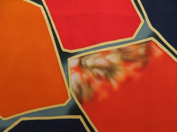 Photo4: 5816T05z560 Vintage Japanese Kimono Silk HAORI COAT  Dark orange (4)