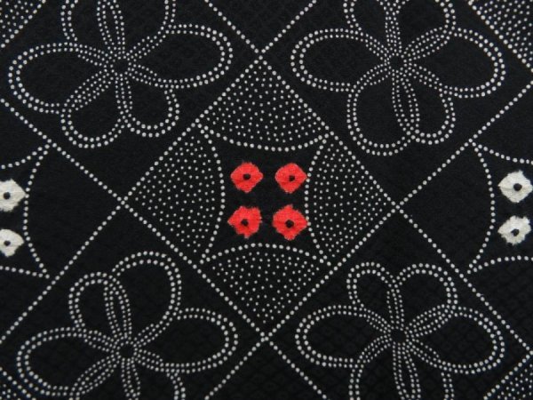 Photo4: 5816T06z540 Vintage Japanese Kimono Silk HAORI COAT  Black (4)