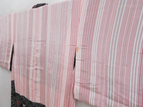 Photo7: 5816T06z540 Vintage Japanese Kimono Silk HAORI COAT  Black (7)