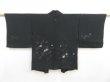 Photo1: 5816T07z540 Vintage Japanese Kimono Silk HAORI Flower Black (1)