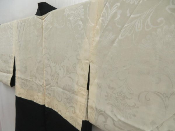 Photo8: 5816T07z540 Vintage Japanese Kimono Silk HAORI Flower Black (8)