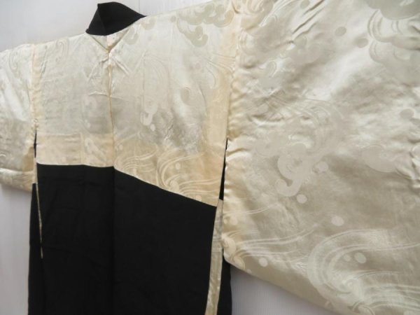 Photo7: 5816T09z520 Vintage Japanese Kimono Silk HAORI Trees Black (7)