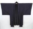 Photo1: 5820T03z310 Vintage Japanese Kimono Silk See through Men's HAORI  Black (1)