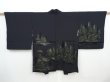Photo1: 5820T06z500 Vintage Japanese Kimono Silk HAORI Trees Black (1)