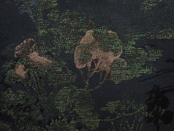 Photo3: 5820T06z500 Vintage Japanese Kimono Silk HAORI Trees Black (3)