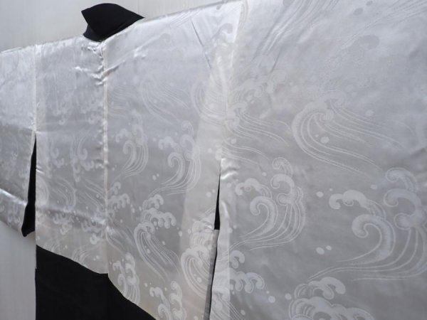 Photo5: 5820T06z500 Vintage Japanese Kimono Silk HAORI Trees Black (5)