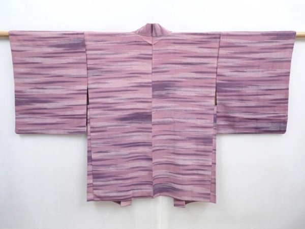 Photo1: 5820T07z550 Vintage Japanese Kimono Silk HAORI  Purple-Pink (1)