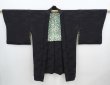 Photo1: 5820T08z530 Vintage Japanese Kimono Silk HAORI Fog Black (1)