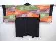Photo1: 5820T10z560 Vintage Japanese Kimono Silk HAORI  Black (1)