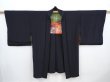 Photo2: 5820T10z560 Vintage Japanese Kimono Silk HAORI  Black (2)