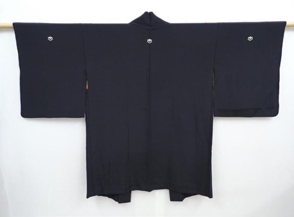 Photo3: 5820T10z560 Vintage Japanese Kimono Silk HAORI  Black (3)