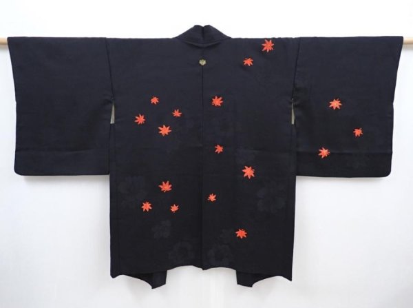 Photo1: 5820T11z530 Vintage Japanese Kimono Silk HAORI Maple (1)