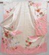 Photo1: 5820T12z1050 Vintage Japanese Kimono Silk FURISODE Flowers Off-white (1)