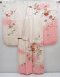 Photo4: 5820T12z1050 Vintage Japanese Kimono Silk FURISODE Flowers Off-white (4)