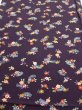 Photo1: 2Q01z70  Japanese Kimono Silk  FABRIC Camellia Dark grape 50.4x14.6 (1)