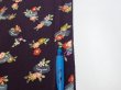 Photo6: 2Q01z70  Japanese Kimono Silk  FABRIC Camellia Dark grape 50.4x14.6 (6)
