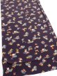 Photo2: 2Q02z70  Japanese Kimono Silk  FABRIC Camellia Dark grape 50.4x14.6 (2)
