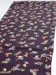 Photo3: 2Q02z70  Japanese Kimono Silk  FABRIC Camellia Dark grape 50.4x14.6 (3)