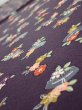 Photo4: 2Q02z70  Japanese Kimono Silk  FABRIC Camellia Dark grape 50.4x14.6 (4)
