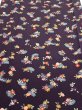 Photo1: 2Q05z100  Japanese Kimono Silk  FABRIC Camellia Dark grape 67.7x14.6 (1)