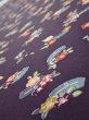 Photo4: 2Q05z100  Japanese Kimono Silk  FABRIC Camellia Dark grape 67.7x14.6 (4)