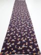 Photo5: 2Q05z100  Japanese Kimono Silk  FABRIC Camellia Dark grape 67.7x14.6 (5)