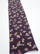 Photo2: 2Q07z50  Japanese Kimono Silk  FABRIC Camellia Dark grape 60.6x7.7 (2)
