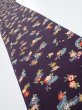 Photo1: 2Q08z50  Japanese Kimono Silk  FABRIC Camellia Dark grape 61.0x7.7 (1)