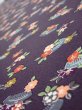 Photo4: 2Q08z50  Japanese Kimono Silk  FABRIC Camellia Dark grape 61.0x7.7 (4)
