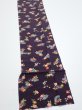 Photo2: 2Q09z60  Japanese Kimono Silk  FABRIC Camellia Dark grape 86.6x6.9 (2)