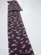 Photo3: 2Q09z60  Japanese Kimono Silk  FABRIC Camellia Dark grape 86.6x6.9 (3)