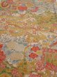 Photo1: 2Q01z70  Japanese Kimono Silk  FABRIC Royal cart Light brown-gray 47.2x14.6 (1)