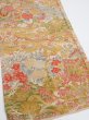 Photo2: 2Q01z70  Japanese Kimono Silk  FABRIC Royal cart Light brown-gray 47.2x14.6 (2)
