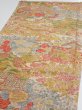 Photo3: 2Q01z70  Japanese Kimono Silk  FABRIC Royal cart Light brown-gray 47.2x14.6 (3)