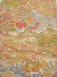 Photo1: 2Q02z70  Japanese Kimono Silk  FABRIC Royal cart Light brown-gray 47.2x14.4 (1)