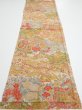 Photo5: 2Q02z70  Japanese Kimono Silk  FABRIC Royal cart Light brown-gray 47.2x14.4 (5)