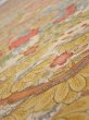 Photo4: 2Q06z90  Japanese Kimono Silk  FABRIC Royal cart Light brown-gray 65.4x14.6 (4)