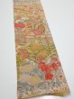 Photo2: 2Q07z50  Japanese Kimono Silk  FABRIC Royal cart Light brown-gray 60.6x7.5 (2)
