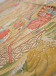 Photo4: 2Q07z50  Japanese Kimono Silk  FABRIC Royal cart Light brown-gray 60.6x7.5 (4)