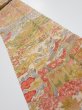 Photo1: 2Q09z50  Japanese Kimono Silk  FABRIC Royal cart Light brown-gray 80.3x6.7 (1)