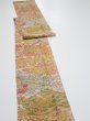 Photo3: 2Q09z50  Japanese Kimono Silk  FABRIC Royal cart Light brown-gray 80.3x6.7 (3)