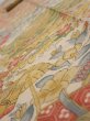 Photo4: 2Q09z50  Japanese Kimono Silk  FABRIC Royal cart Light brown-gray 80.3x6.7 (4)