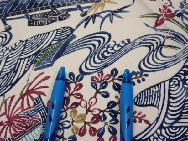 Photo6: 2W04z90  Japanese Kimono Silk  FABRIC House Off-white 60.2x14.2 (6)