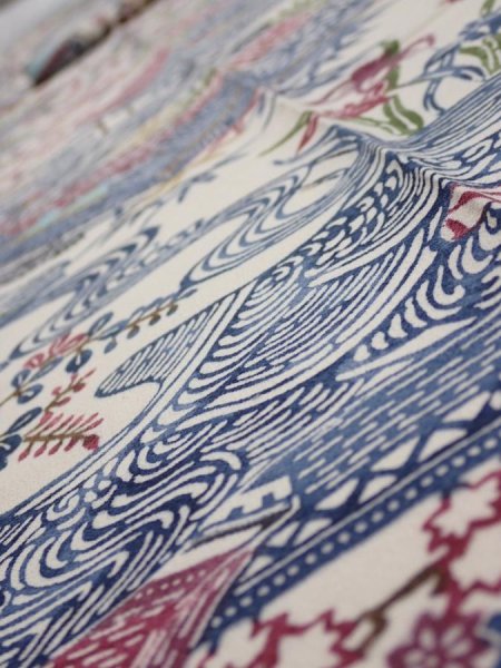 Photo5: 2W09z50  Japanese Kimono Silk  FABRIC House Off-white 72.0x7.1 (5)