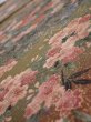 Photo4: 2W02z40  Japanese Kimono Silk  FABRIC Flowers Dark olive 38.6x14.2 (4)